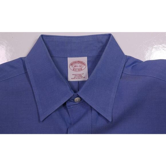Brooks Brothers Blue Non-Iron Traditional Fit Cotton Dress Shirt 14.5-32 - Picture 5 of 6